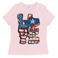 Bubblegum Pink Love Texas  4th of july Ladies Tee - CowGirlArtShop