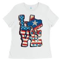 White Love Texas  4th of july Ladies Tee - CowGirlArtShop