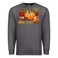 Charcoal Heather Just a girl who loves Fall Premium Sweatshirt - NancyCooperArtShop