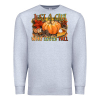 Heather Grey Just a girl who loves Fall Premium Sweatshirt - NancyCooperArtShop