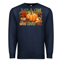Navy Just a girl who loves Fall Premium Sweatshirt - NancyCooperArtShop