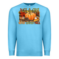Ocean Blue Just a girl who loves Fall Premium Sweatshirt - NancyCooperArtShop