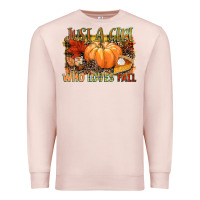 Pale Pink Just a girl who loves Fall Premium Sweatshirt - NancyCooperArtShop