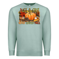 Seafoam Just a girl who loves Fall Premium Sweatshirt - NancyCooperArtShop