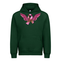Forest Green Breast Cancer ribbon with angel wings Urban Hoodie - FaDigitalArtStudio