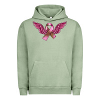 Pigment Oil Green Breast Cancer ribbon with angel wings Urban Hoodie - FaDigitalArtStudio