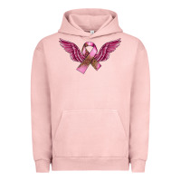Pigment Salmon Breast Cancer ribbon with angel wings Urban Hoodie - FaDigitalArtStudio