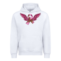 White Breast Cancer ribbon with angel wings Urban Hoodie - FaDigitalArtStudio