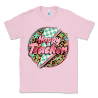 Bubblegum Pink happy teacher lighting bolt Classic Tee - MaliasSmallBusiness