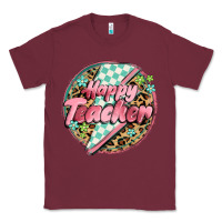 Burgundy happy teacher lighting bolt Classic Tee - MaliasSmallBusiness