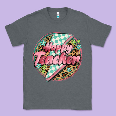 Happy Teacher Lighting Bolt Classic Tee Designed By Maliassmallbusiness