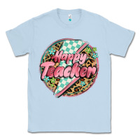 Dusty Blue happy teacher lighting bolt Classic Tee - MaliasSmallBusiness