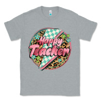 Heather Grey happy teacher lighting bolt Classic Tee - MaliasSmallBusiness
