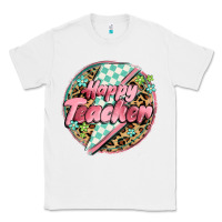 White happy teacher lighting bolt Classic Tee - MaliasSmallBusiness