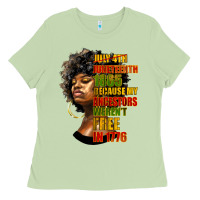 Matcha juneteenth 1885 because my ancestors weren't free in 1776 black woman Ladies Tee - HRA Design Shop