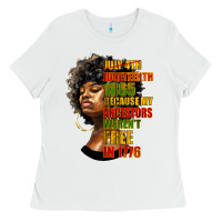 White juneteenth 1885 because my ancestors weren't free in 1776 black woman Ladies Tee - HRA Design Shop
