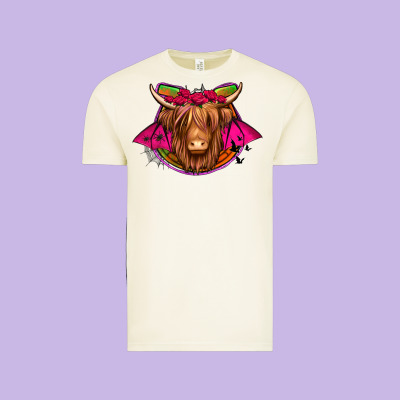 Halloween Highland Cow Horseshoe Vintage Tee Designed By Jasminsmagicworld