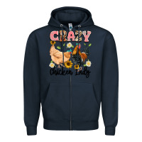 Navy crazy chicken lady Zipper Hoodie - Artiststas