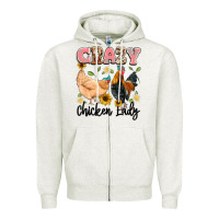 Oatmeal Heather crazy chicken lady Zipper Hoodie - Artiststas