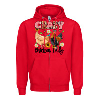 Red crazy chicken lady Zipper Hoodie - Artiststas