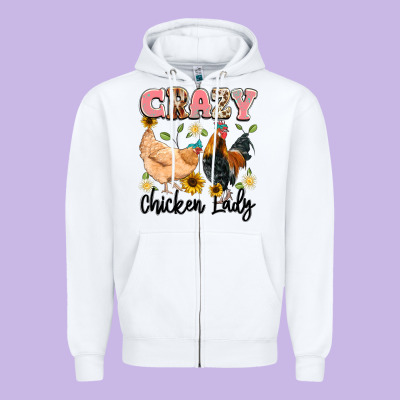 Crazy Chicken Lady Zipper Hoodie Designed By Artiststas