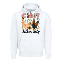 White crazy chicken lady Zipper Hoodie - Artiststas