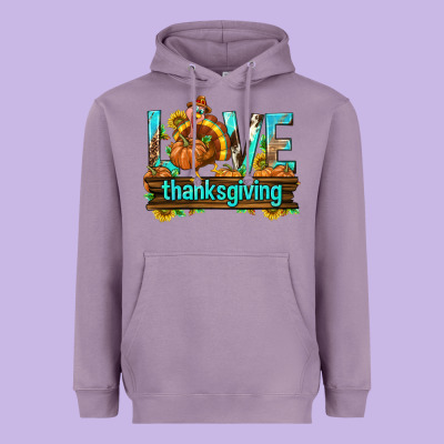 Love Thanksgiving With Turkey Heavyweight Hoodie Designed By Texasbilliewilder