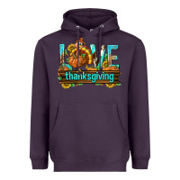 Plum Love Thanksgiving with Turkey Heavyweight Hoodie - texasbilliewilder
