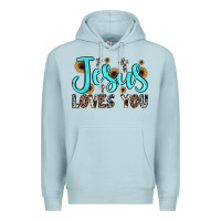 Blue Mist jesus loves you Premium Hoodie - JahusDesignShop