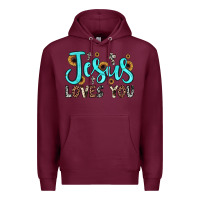 Burgundy jesus loves you Premium Hoodie - JahusDesignShop