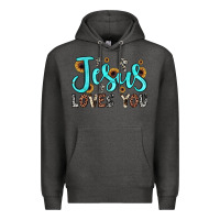 Charcoal Heather jesus loves you Premium Hoodie - JahusDesignShop
