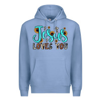 Colony Blue jesus loves you Premium Hoodie - JahusDesignShop