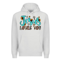 Dove Grey jesus loves you Premium Hoodie - JahusDesignShop