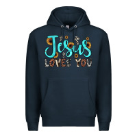 Navy jesus loves you Premium Hoodie - JahusDesignShop