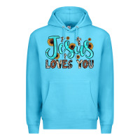 Ocean Blue jesus loves you Premium Hoodie - JahusDesignShop