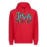 Red jesus loves you Premium Hoodie - JahusDesignShop