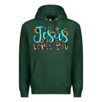 Sports Green jesus loves you Premium Hoodie - JahusDesignShop