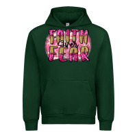 Forest Green Faith over fear  Breast Cancer Awareness Urban Hoodie - FaDigitalArtStudio