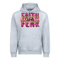 Heather Grey Faith over fear  Breast Cancer Awareness Urban Hoodie - FaDigitalArtStudio