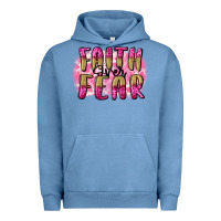 Pigment Pebble Blue Faith over fear  Breast Cancer Awareness Urban Hoodie - FaDigitalArtStudio