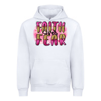 White Faith over fear  Breast Cancer Awareness Urban Hoodie - FaDigitalArtStudio