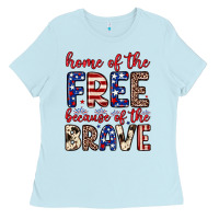 Baby Blue Home of the free because of the brave Ladies Tee - Neo Western