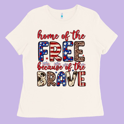 Home Of The Free Because Of The Brave Ladies Tee Designed By Neo Western