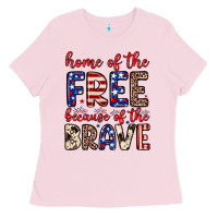 Bubblegum Pink Home of the free because of the brave Ladies Tee - Neo Western