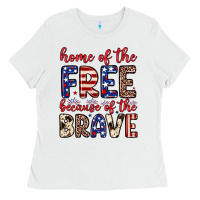 White Home of the free because of the brave Ladies Tee - Neo Western