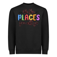 Black oh the places you will go Heavyweight Sweatshirt - MaliasSmallBusiness