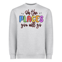 Heather Grey oh the places you will go Heavyweight Sweatshirt - MaliasSmallBusiness