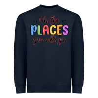 Navy oh the places you will go Heavyweight Sweatshirt - MaliasSmallBusiness
