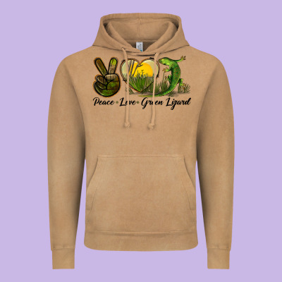 Peace Love Green Lizard Vintage Hoodie Designed By Lillyallendesigns