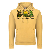Vintage Mustard peace love green lizard Vintage Hoodie - LillyAllenDesigns